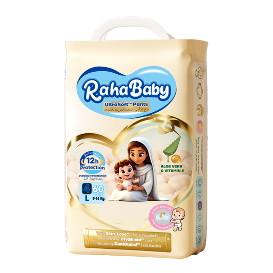 Raha baby with Absorb-X Core, Size 4, 9-14kg, 60 diaper pants.