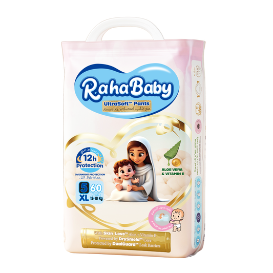 Raha baby with Absorb-X Core, Size 5, 12-18 Kg, 60 diaper pants.