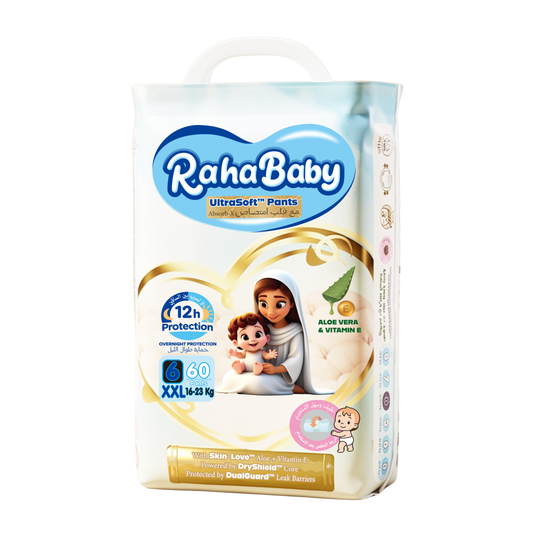 Raha baby with Absorb-X Core, Size 6, 16-23 Kg, 60 diaper pants.